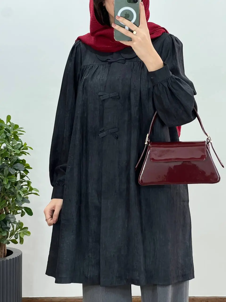 مانتو بلند دکمه دار پروانه